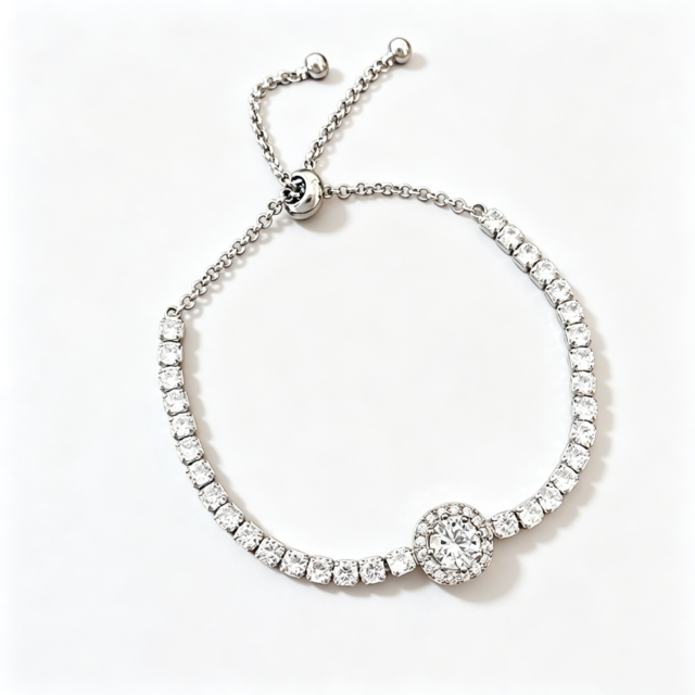 Beleeam Inlay Zircon Diamond Delicate Adjustable Crystal Bracelet for Women