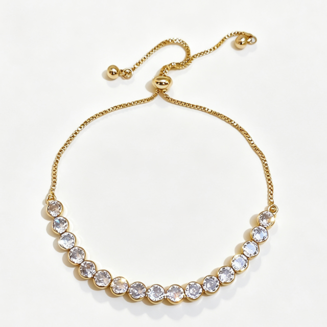 Beleeam inlay Zircon diamond inlaid ins wave style adjustable Minimal Pave Bracelet for Women
