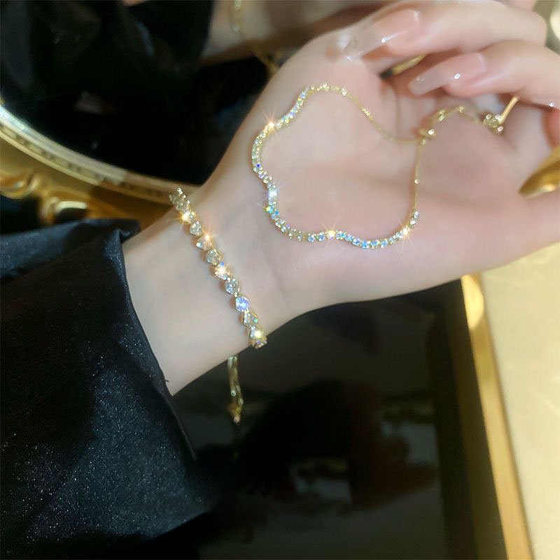 Beleeam inlay Zircon diamond inlaid ins wave style adjustable Minimal Pave Bracelet for Women - Image 6