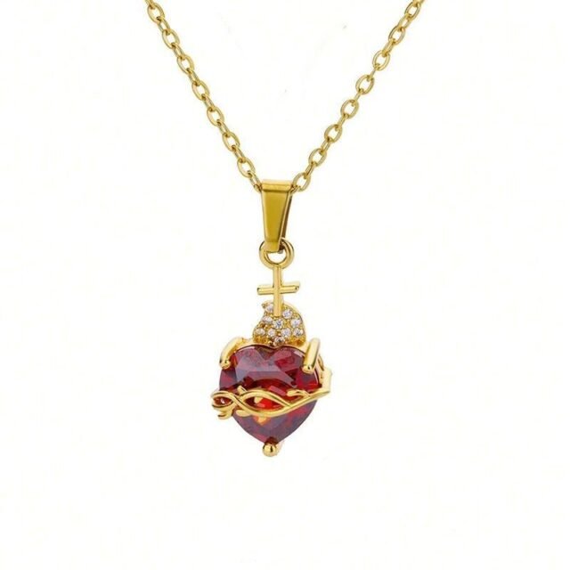 Beleeam Heart of the Ocean pendant Link Necklace for Women 24‘’