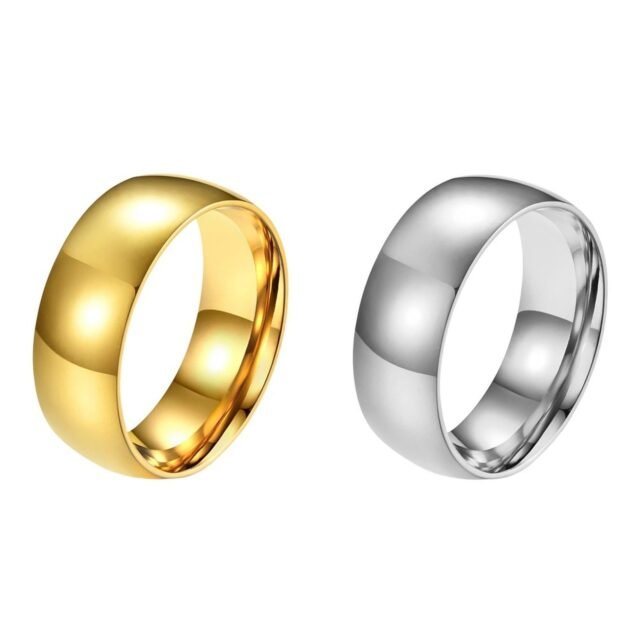 BELEEAM Classic Polished Band Ring Set – Gold & Silver Tone, 2 Pieces
