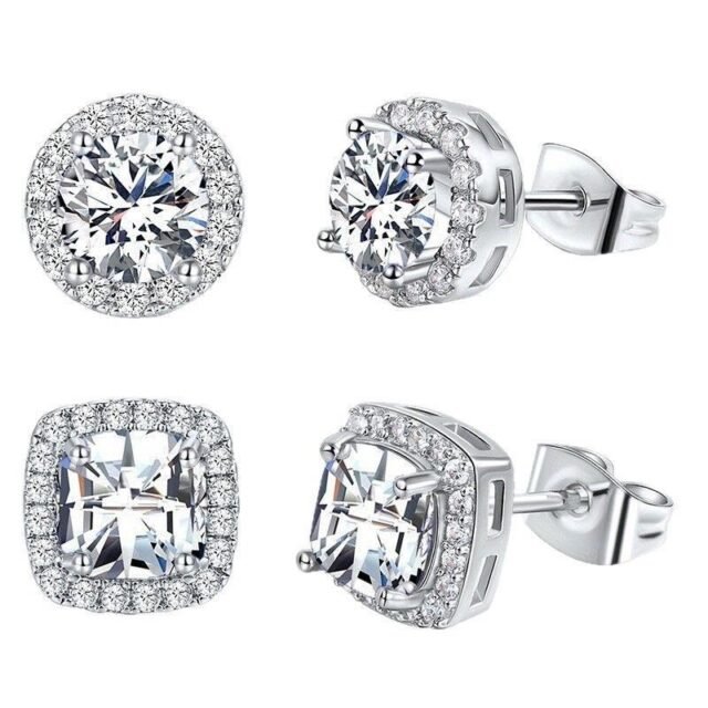Beleeam Cubic Zirconia Square  high-end feel sparkling diamond studded earrings