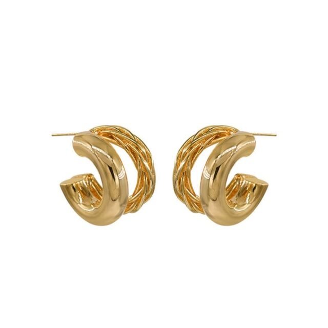 Women's Floral Double-layer Titanium Steel Earrings - Modern Luxe Electroplated | Elara Collection