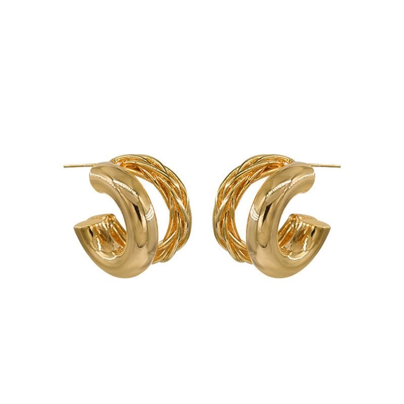 Women's Floral Double-layer Titanium Steel Earrings - Modern Luxe Electroplated | Elara Collection