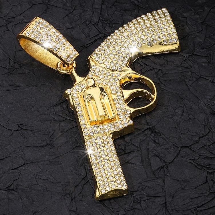Beleeam 20‘’ Iced Out Revolver Shape Pendant Necklace, Hip Hop Gold Plated Crystal Cuban Chain Necklace for Men, Bling Fashion Jewelry - Image 10