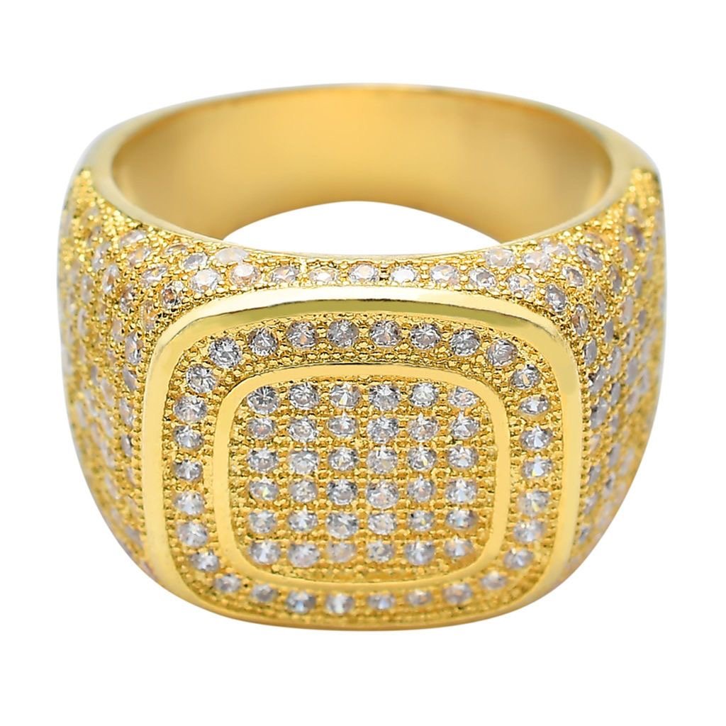 Beleeam Rings for Men - Pinky Ring Iced out Cubic Zirconia 14K Gold Plated Anillos Para Hombre Signet Band Mens Jewelry - Image 4