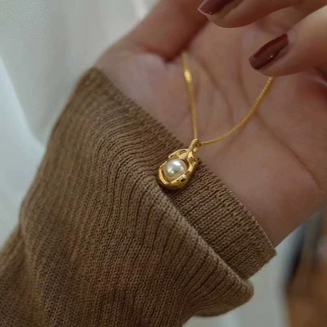 Women's Geometric Stainless Steel Pearl Jewelry - Western Style Fashion Finish | Luna Collection