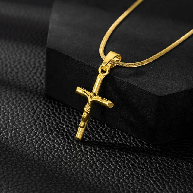 Portrait Cross Pendant Necklace Charm 24‘’