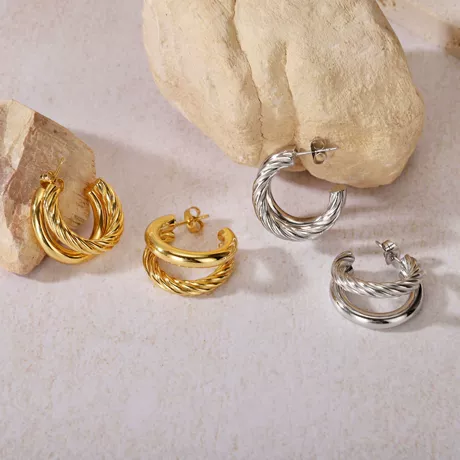 Women's Floral Titanium Steel Earrings - Modern Luxe Electroplated | Elara Collection