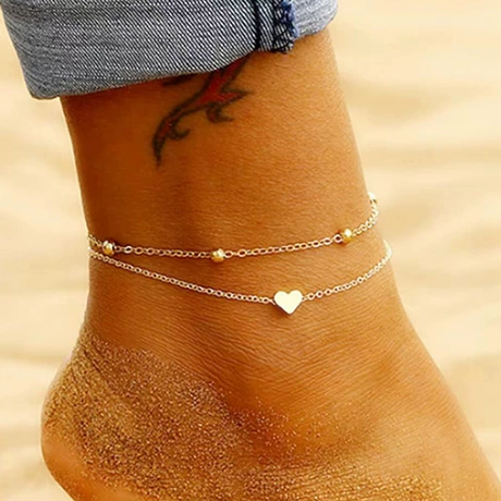 Women's Heart Fashion Jewelry Layered Anklet - Western Style Fashion Finish | Aurelia Collection