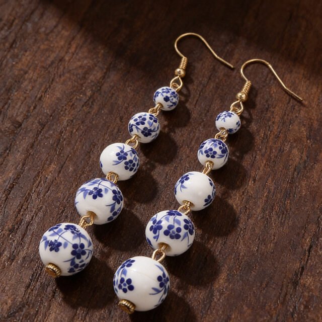 Beleeam Radiant Solene Blue Floral Ceramic Earrings