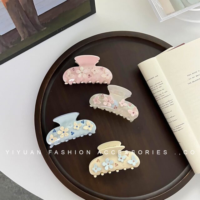 Beleeam Dreamy Aurora Crystal Butterfly Flower Claw Clip for Women