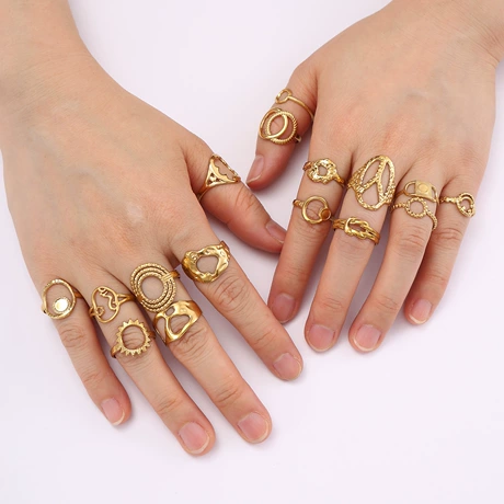 Women's Signature Titanium Steel Adjustable Ring - Western Style 18K Gold Plated | Elara Collection