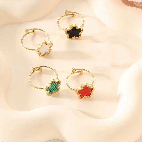 Women's Floral Titanium Steel Adjustable Ring - Minimalist Electroplated | Noelle Collection