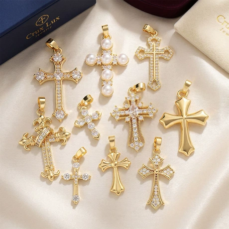 Women's Cross Faux Pearl Pearl Jewelry - Modern Luxe Gold Tone | Solene Collection