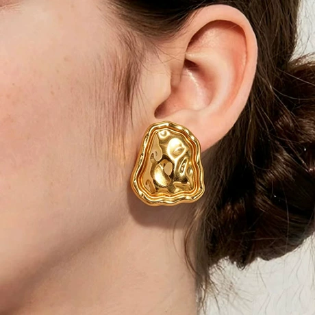 Women's Geometric Titanium Steel Earrings - Contemporary 18K Gold Plated | Vivia Collection