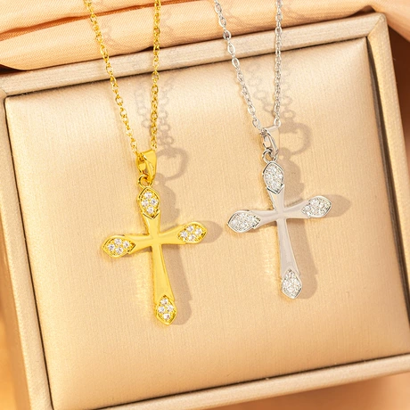 Women's Cross Titanium Steel Necklace - Western Style Fashion Finish | Luna Collection