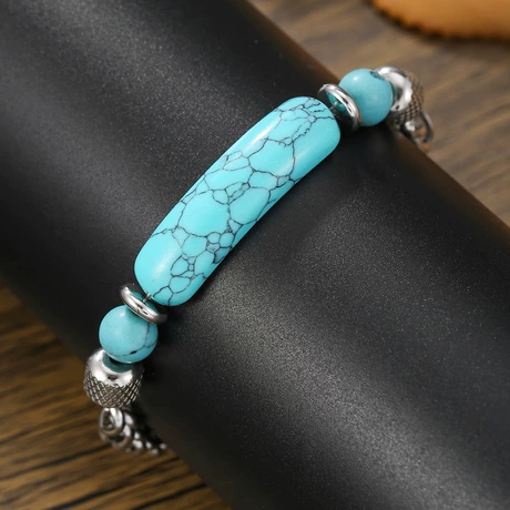 Women's Turquoise Titanium Steel Bracelet - Vintage Inspired Fashion Finish | Seraphine Collection