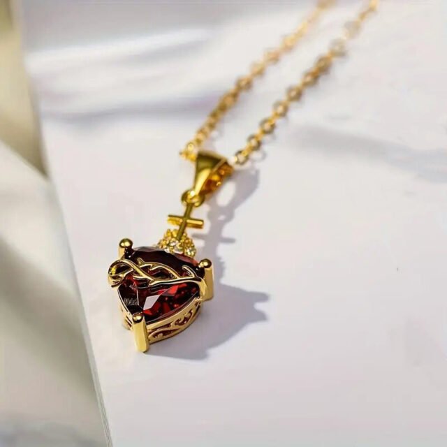 Beleeam Artisan Nova Ruby Heart Pendant for Women