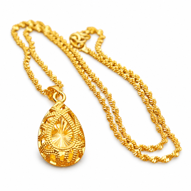 BELEEAM Gold-Tone Teardrop Pendant Necklace – 24‘’