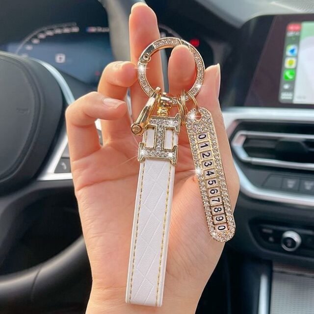 Signature phone # Metal Alloy Metal Keychain - Contemporary Fashion Finish | Luna Collection